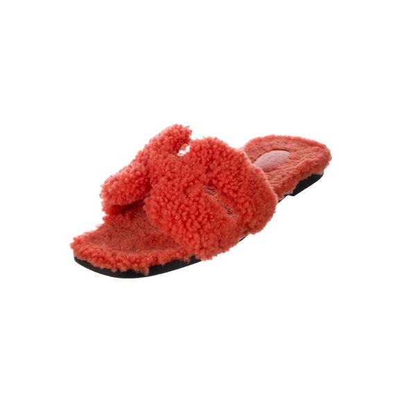 ❤️Hermès Shearling Oran H Logo Sandals❤️ - Picture 3 of 5